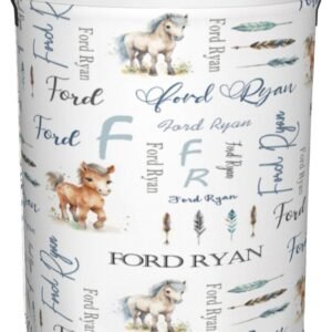 Personalized Horse Nursery Baby Hamper with Name Round Laundry Hamper Basket Baby Nursery Hamper Custom Organizers Collapsible Hamper for Boy Girl Baby Gift Baskets