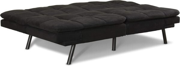 Mainstay.. Memory Foam Futon, Black Suede, Fabric, Wood, Metal + Free Clean Fabric Cloth (Black Suede) - Image 3