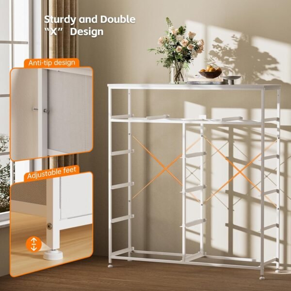 Large Tall Dresser with 12 Drawers for Closet, Bedroom, Living Room, Nursery, Dorm, Chest of Drawers with Fabric Bins, Leather Front, Wooden Top, Metal Handle (Glacier White) - Image 6