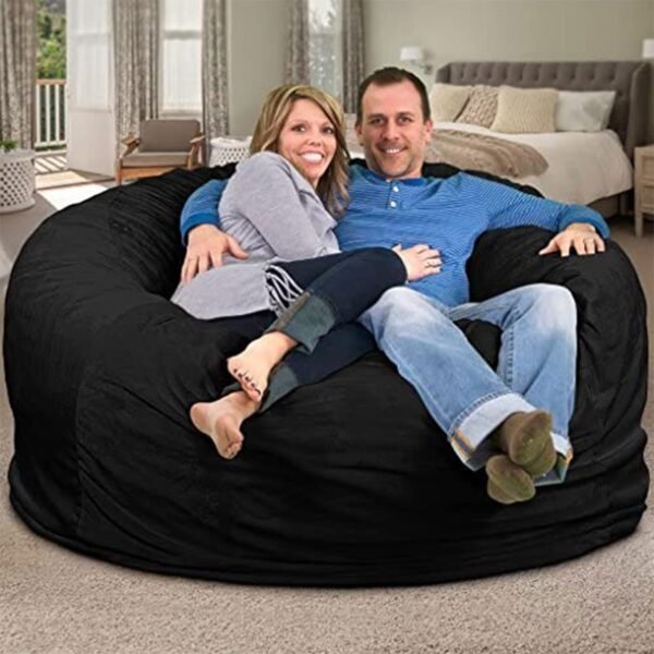 ULTIMATE SACK 6ft Bean Bag Chair, Oversize Bean Bag Chair for Adults, Comfy Chair Bean Bag Couch Lounge Sofa Loveseat Furniture | Black Suede - Image 2