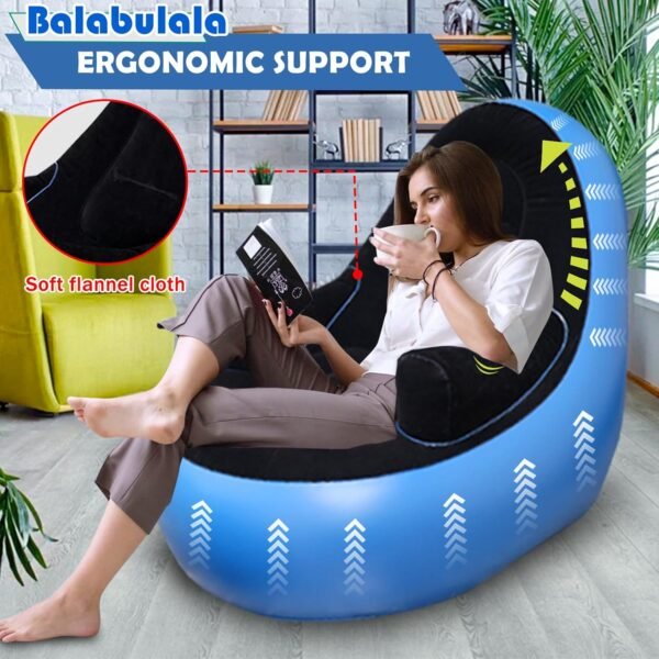 Inflatable Couch with Armrest＆Ottoman, Blow Up Lounger Chair,Folding Air Chair for Adults,Inflatable Lazy Sofa Perfect for Rooms, Camping or Home(Without Pump) - Image 4