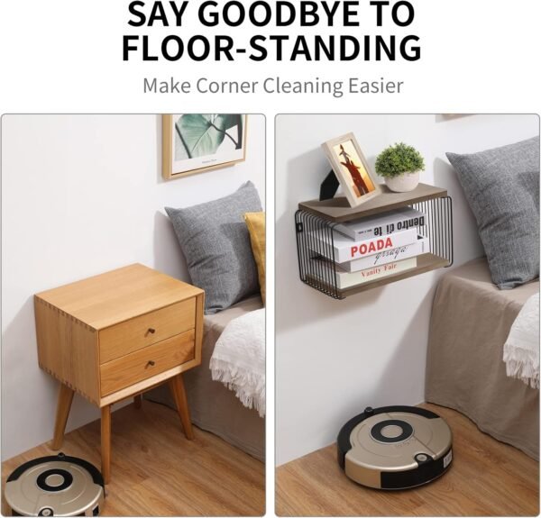 Adowes Floating Nightstand 2 Pack Metal Geometric Modern 2 Tier Nightstand for Wall Minimalist Floating Bedside Tables Bedroom Side Table Bedside Shelf Small Night Stand Weathered Walnut - Image 9