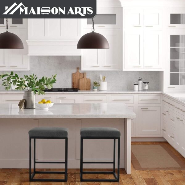 Maison Counter Height 24 Inch Bar Stool for Kitchen Counter Backless Industrial Stool Modern Upholstered Barstool Countertop Chair Saddle Seat Island Stool,330 LBS Bear Capacity,1 Stool(24 Inch, Grey) - Image 9