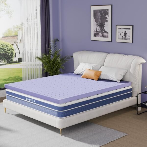 BedsPick 2 Inch Gel Infused Memory Foam Mattress Topper, Twin XL, Ventilated and Breathable, Purple - Image 4