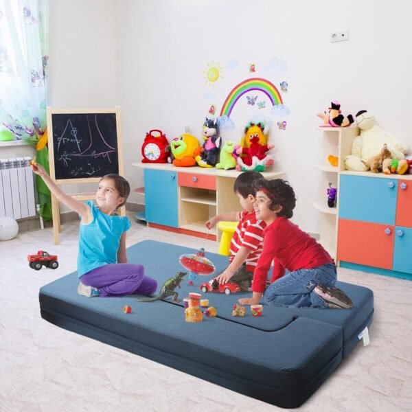 WOTU Folding Bed Couch 10 Inch Fold Out Sofa Bed Memory Foam Mattress Comfortable Floor Couch Sleeper Sofa Twin, Dark Blue for Apartments, College Dorms, Guest Room, Living Room - Image 2