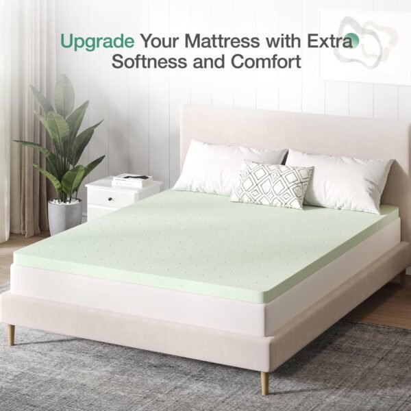 Novilla Twin XL Mattress Topper, 4 Inch Gel Infused Memory Foam Twin XL Size Mattress Topper for Cool Night Sleep & Pain Relief, CertiPUR-US Certified Foam, Green - Image 4