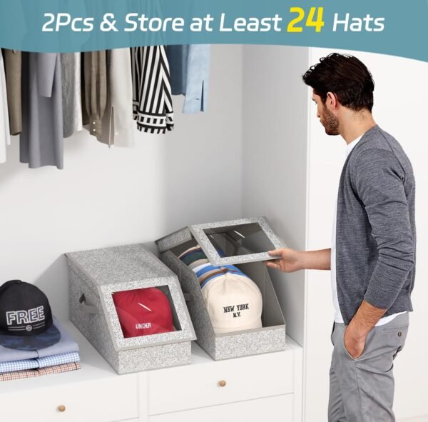 AOODA 10 Tier Clear Over the Door Shoe Organizer Storage, 2 Pcs Stackable Hat Storage for Baseball Caps, 2 Item Bundle - Image 5