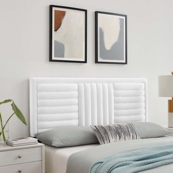 Modway MOD-6664-WHI Believe Channel Tufted Performance Velvet Twin Headboard, White - Image 7