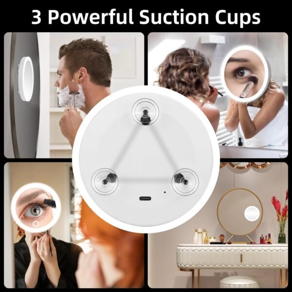 Magnifying Mirror with Light 10X, Lighted Magnifying Mirror 10X Magnification with 3 Suction Cups, 4inch Rechargeable Magnified Travel Makeup Mirror Magnifying Pocket Mirror with Scissors, Dimmable - Image 7