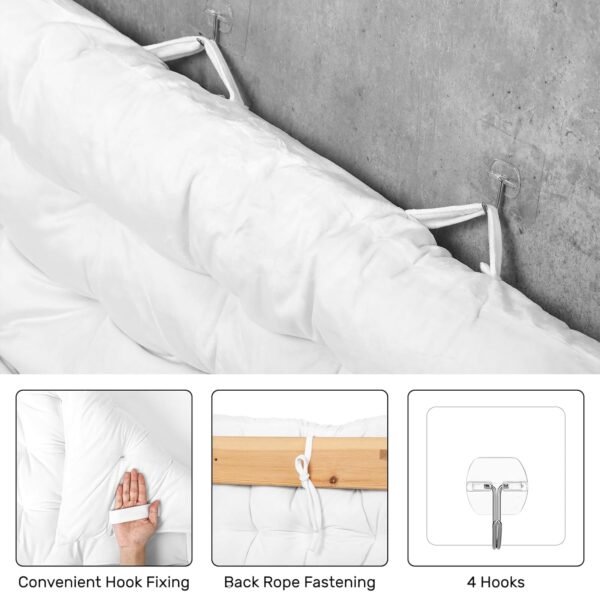 College Dorm Headboard Velvet Ultra Thick Tufted Headboard Cushion with Wall Hooks for College Dorm Decor, 39.25" x 34" x 3.15" - Image 3