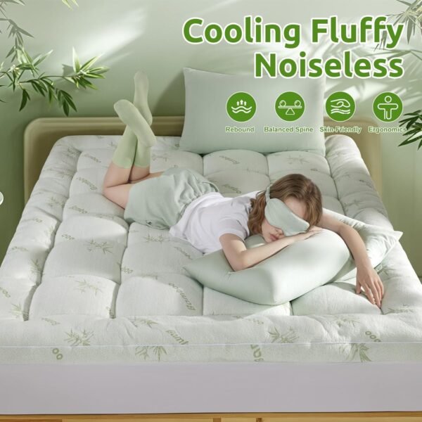 Shilucheng Cooling Bamboo_ Twin XL Mattress Topper, Extra Thick 1200 GSM Down Alternative Fill Washable, Soft Mattress pad for Back Pain, Bed Mattress Topper with 8-21" Deep Pocket(39"x80") - Image 8