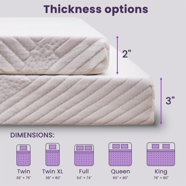 BDEUS 3 Inch Cooling Gel Memory Foam Mattress Topper for College Dorm, Ventilated High Density Pad for Pressure Relief, Bed Topper with Removable Cooling Touch Soft Cover, Twin XL Size - Image 9