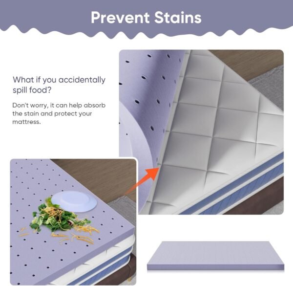 BedsPick 2 Inch Gel Infused Memory Foam Mattress Topper, Twin XL, Ventilated and Breathable, Purple - Image 8