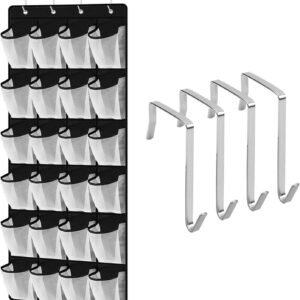 Over The Door Shoe Organizer, 24 Large Pockets Mesh Hanging Shoe Organizer Space Saving Shoe Rack for Door Closet Bedroom Bathroom Dormitories Hanging Shoe Rack Bag for Men Women Kids