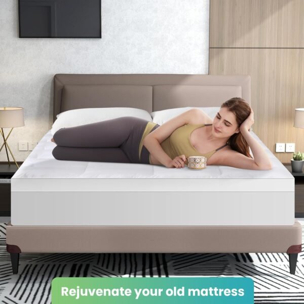 VALUXE Twin XL Mattress Topper Cooling Pillow Top Fitted Mattress Pad Cover Extra Thick Bed Topper Down Alternative Soft Mattress Protector for Back Pain Relief with 8-21 Inch Deep Pocket - Image 5