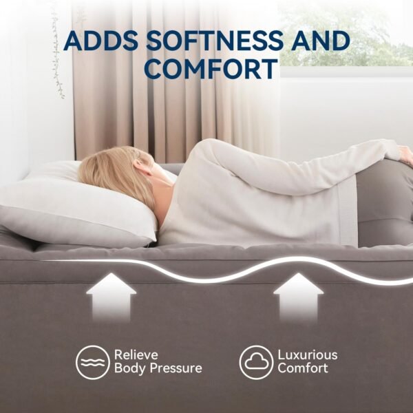 BDEUS Dual Layer 4 Inch Memory Foam Mattress Topper Twin Size, 2 Inch Gel Memory Foam Plus 2 Inch Down Alternative Quilted Pillow Top Mattress Pad Cover,Black - Image 3