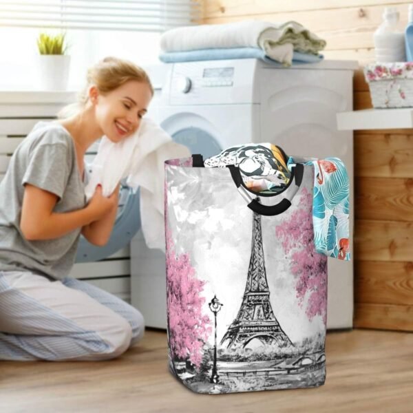 Retro Paris Eiffel Tower Laundry Hamper Storage Basket Toys Clothes Organizer Bin For Home Bathroom Bedroom Dorm Nursery, 52l - Image 6