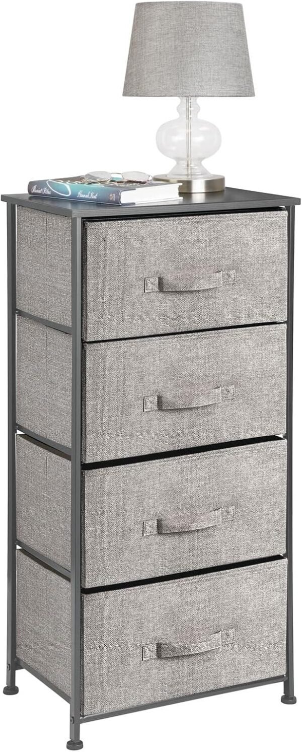 mDesign Tall Dresser Storage Tower Stand with 4 Removable Fabric Drawers - Steel Frame, Wood Top Organizer for Bedroom, Entryway, Closet - Lido Collection - Black/Graphite Gray - Image 7