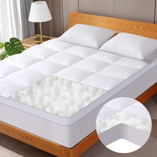 VALUXE Twin XL Mattress Topper Cooling Pillow Top Fitted Mattress Pad Cover Extra Thick Bed Topper Down Alternative Soft Mattress Protector for Back Pain Relief with 8-21 Inch Deep Pocket - Image 2