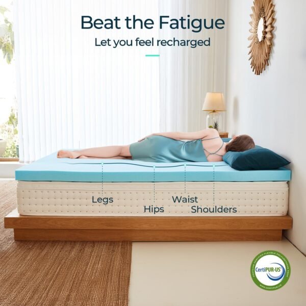 LINSY Twin XL Mattress Topper, Cooling Gel Memory Foam Mattress Topper for XL Twin Size Bed, 3 Inch Soft Foam Mattress Pad, CertiPUR-US Certified - Image 3