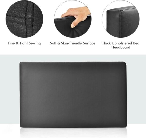Giantex Upholstered Headboard for Twin/Twin XL Size Bed, Wall Mounted Twin Headboard Only, PU Leather Headboard for Dorm Bedroom, Attachment Device Included, College Dorm Headboard, Black - Image 6