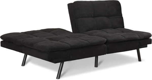 Mainstay.. Memory Foam Futon, Black Suede, Fabric, Wood, Metal + Free Clean Fabric Cloth (Black Suede) - Image 5