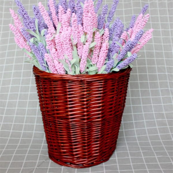 11 Woven Wicker Waste Basket,Round Woven Wicker Rattan Storage Basket,Large Wicker Storage Baskets Organizer Tote for Bedroom, Living Room, Bathroom - Image 6