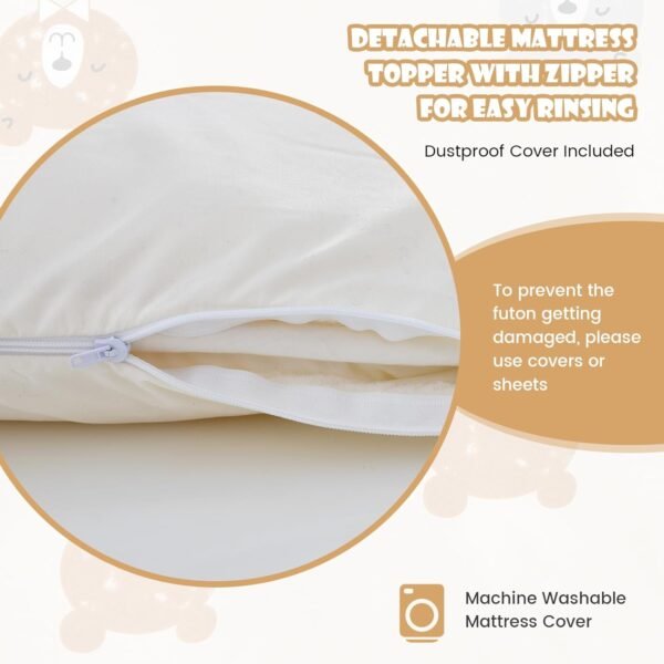 Giantex Japanese Floor Mattress Futon Mattress, Roll Up Mattress Tatami Mat with Washable Cover and Carry Bag, Foldable & Portable Sleeping Pad for Dormitory Camping, Floor Lounger Bed, Queen - Image 4