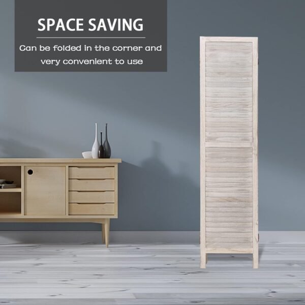 Babion 6 Panel Room Divider, Wood Room Divider, Room Dividers and Folding Privacy Screens, Room Partitions and Dividers, Folding Partition Screen, Bedroom Decoration Off White - Image 7