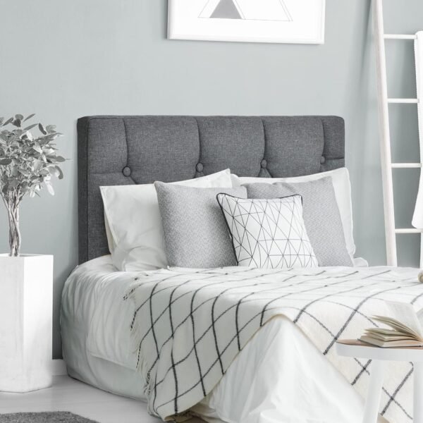 Giantex Upholstered Headboard for Twin/Twin XL Size Bed, Wall Mounted Twin Headboard Only, Modern Linen Button Tufted Headboard for Bedroom, Attachment Device Included, College Dorm Headboard, Grey - Image 7