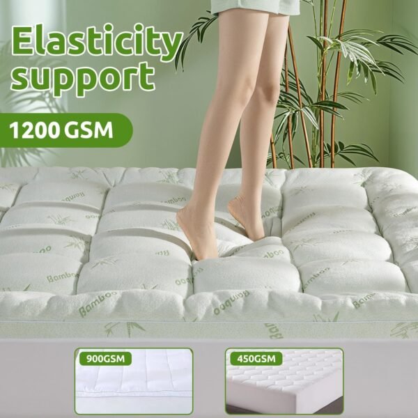 Shilucheng Cooling Bamboo_ Twin XL Mattress Topper, Extra Thick 1200 GSM Down Alternative Fill Washable, Soft Mattress pad for Back Pain, Bed Mattress Topper with 8-21" Deep Pocket(39"x80") - Image 2