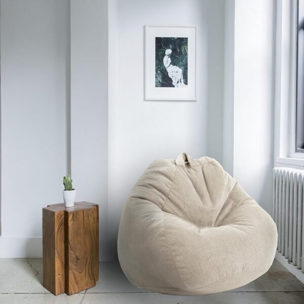 LPMOERA 3FT Bean Bag Chairs for Adults/Teens with Memory Foam Filling Bean Bag Sofa with Handle Ultra Soft Washable Corduroy Fabric Lazy Sofa for Living Room Bedroom College Dorm Cream White - Image 2