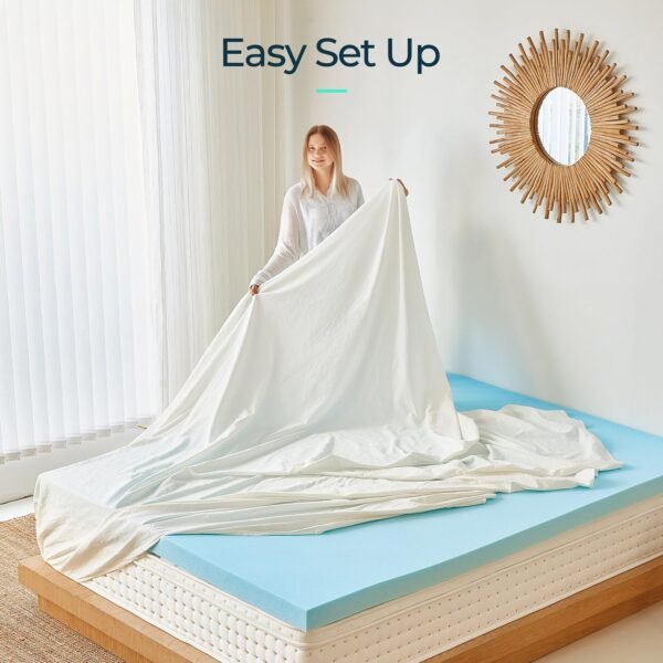 LINSY Twin XL Mattress Topper, Cooling Gel Memory Foam Mattress Topper for XL Twin Size Bed, 3 Inch Soft Foam Mattress Pad, CertiPUR-US Certified - Image 5