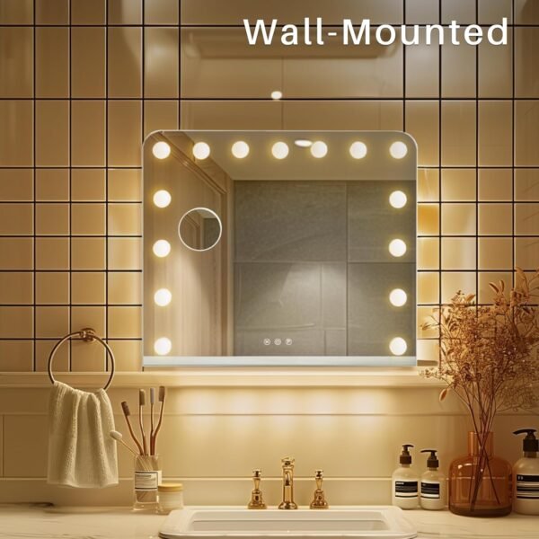 Redlife Vanity Mirror with Lights, Hollywood Mirror with Lights and Magnification for Bedroom, 3 Colors Modes, Touch Control, White (15 LED Dimmable Bulbs) - Image 5