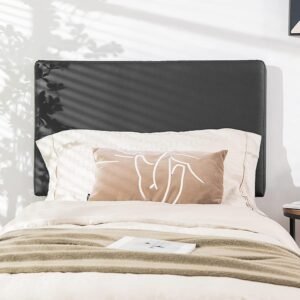 Giantex Upholstered Headboard for Twin/Twin XL Size Bed, Wall Mounted Twin Headboard Only, PU Leather Headboard for Dorm Bedroom, Attachment Device Included, College Dorm Headboard, Black