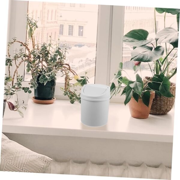 Desktop Trash Can with Lid Swing Top Garbage Bin for Home Office Dorm Bedroom Bathroom College Desk Wastebasket - Image 4