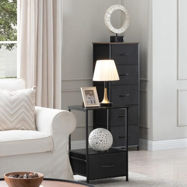 Somdot Tall Dresser for Bedroom with 5 Drawers, Storage Chest of Drawers with Removable Fabric Bins for Closet Bedside Nursery Laundry Living Room Entryway Hallway, Black - Image 8