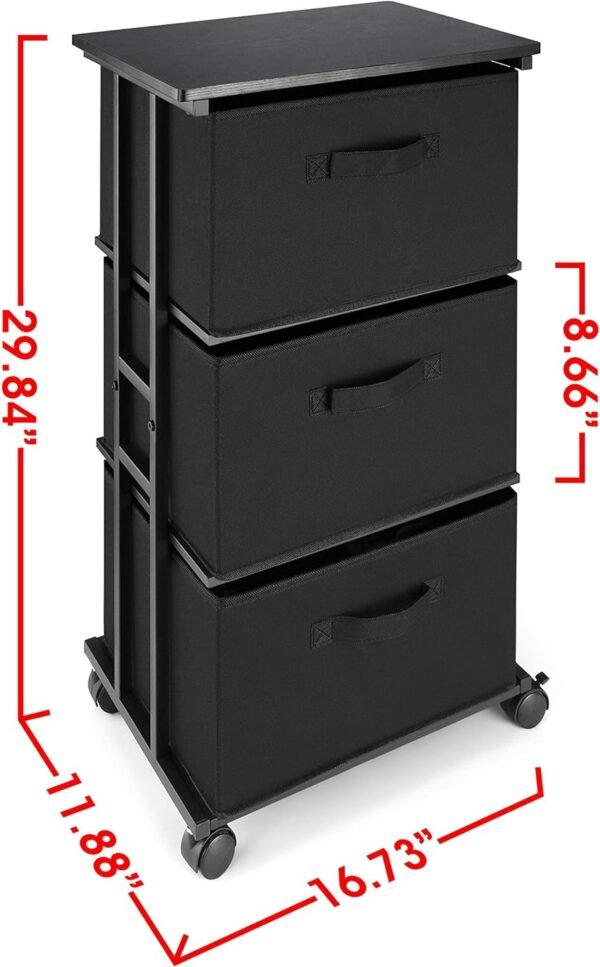 Dresser Storage with 3 Drawers, Fabric Dresser Tower, Vertical Storage Unit for Bedroom, Closet, Office, Black - Image 3