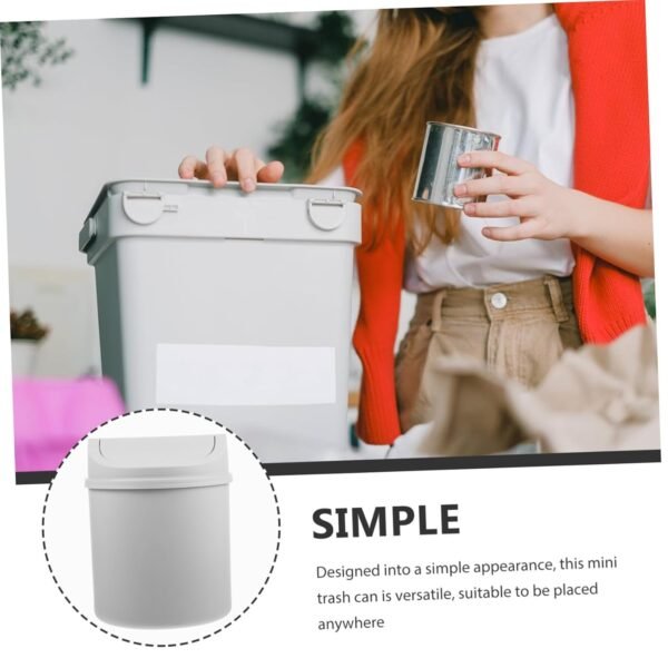Desktop Trash Can with Lid Swing Top Garbage Bin for Home Office Dorm Bedroom Bathroom College Desk Wastebasket - Image 6