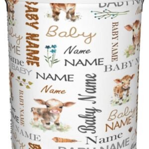 Custom Cow Baby Hamper for Nursery Name Personalized Kids Laundry Basket Baby Room Decor Clothes Hamper Box for Boys Girls Laundry Hamper Collapsible Storage Basket with Handles