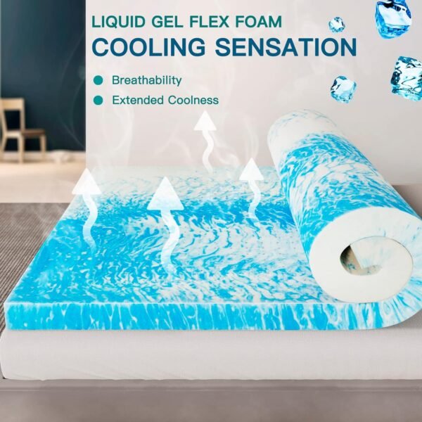 Airensky 3 Inch Twin XL Memory Foam Mattress Topper, Cooling Gel Infused Foam Mattress Topper for Pressure Relief Back Pain, Single Bed Toppers, CertiPUR-US Certified - Image 4