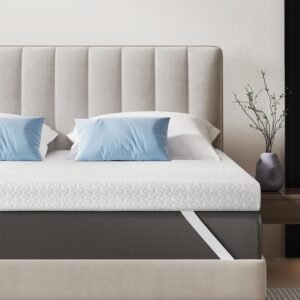 2 Inch Mattress Topper Twin XL, Cooling Gel Memory Foam Bed Topper with Cooling Cover, Bamboo Charcoal Infused, Soft & Pressure Relief & Non-Slip, Dorm/Guest, CertiPUR-US & Oeko-Tex Certified