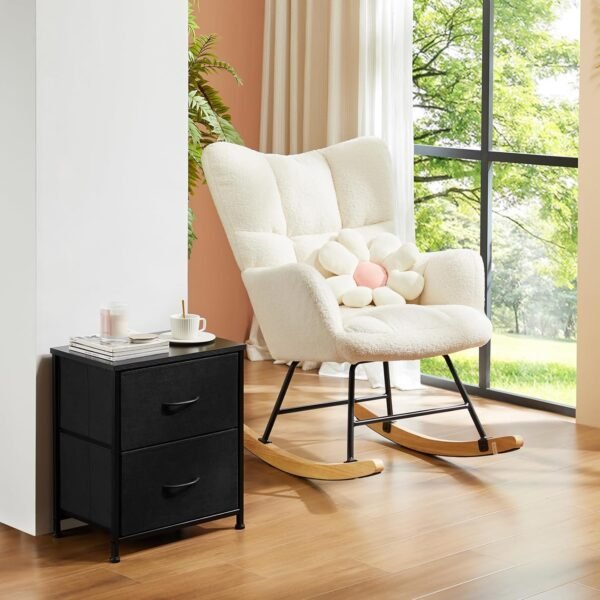 DUMOS Nightstand Set of 2 Small Dresser with 2 Fabric Drawers Side Bedroom End Table Kids Bedside Storage Furniture for 20 inch Tall Night Stand for Closet, Entryway, College Dorm, 2 Pack, Black - Image 8