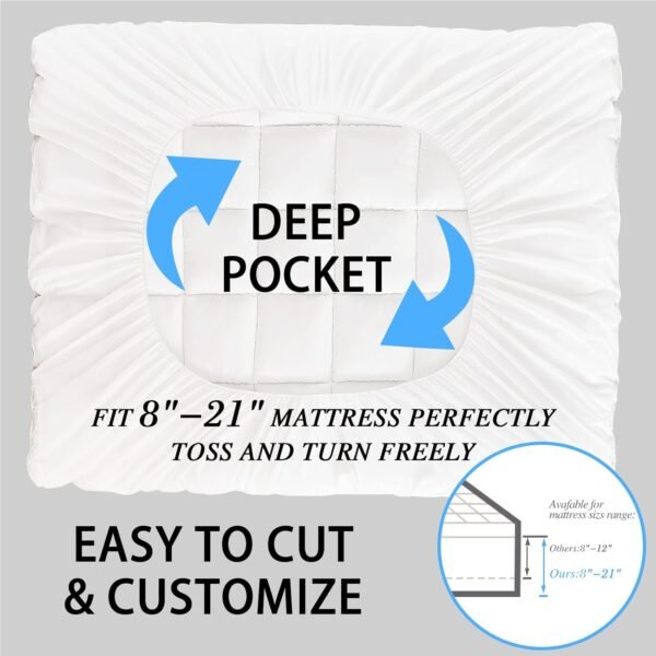 CYMULA Twin XL Mattress Topper - Soft Cooling Mattress Pad for College Dorm Room Essentials - Extra Thick Long Protector Cover for Back Pain, Single Bed Topper Pillow Top with 8''-21'' Deep Pocket - Image 6