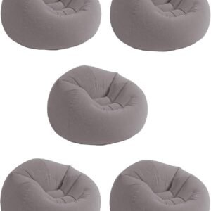 Intex Inflatable Contoured Corduroy Beanless Bag Lounge Chair, Gray (5 Pack)