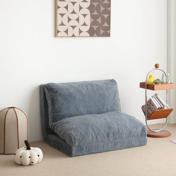 N&V Folding Matress Sofa Bean Bag Bed, Foam Filling Folding Matress Sofa, Includes Removable and Machine Washable Cover, Soft Premium Faux Fur (Small, Blue) - Image 3