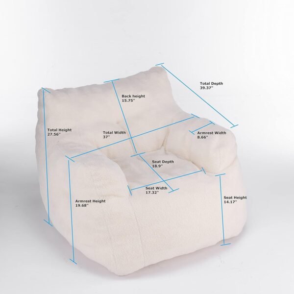 Beanbags Bean Bag Chair, Ultra Soft Teddy Fabric Arm Chair for Adults Kids, Comfy Leisure Sofa Chair for Bedroom, Living Room, Apartment, Ivory - Image 7