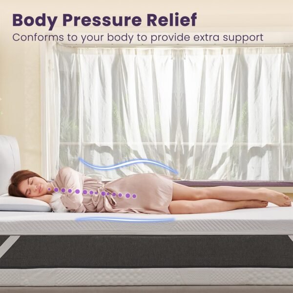 BDEUS 3 Inch Cooling Gel Memory Foam Mattress Topper for College Dorm, Ventilated High Density Pad for Pressure Relief, Bed Topper with Removable Cooling Touch Soft Cover, Twin XL Size - Image 4