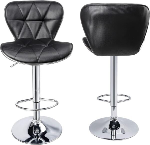 Leader Accessories Shell Back Bar Stools Set of 2, Adjustable Bar Stool with Back, Swivel Barstools (Carbon Fiber Leather Black) - Image 6