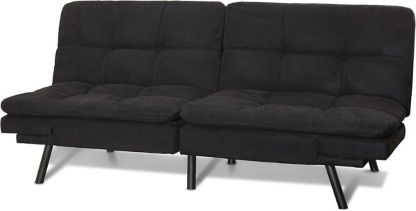 Mainstay.. Memory Foam Futon, Black Suede, Fabric, Wood, Metal + Free Clean Fabric Cloth (Black Suede) - Image 6